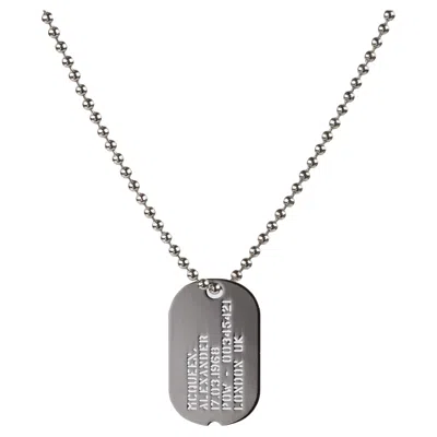 Pre-owned Alexander Mcqueen A/w 2005 Silver Bead Chain Military Dog Tag Pendant Necklace In Multi