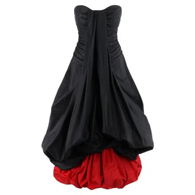 Pre-owned Alexander Mcqueen A/w 2007 "witches" Black Red Silk Taffeta Bubble Evening Gown