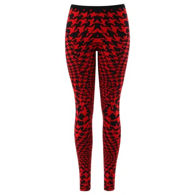 Pre-owned Alexander Mcqueen A/w 2009 “the Horn Of Plenty" Dogtooth Wool Knit Legging Nwt In Red