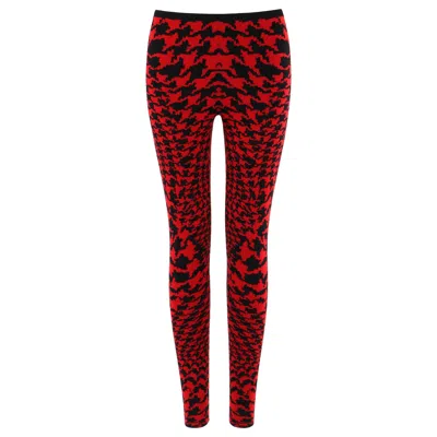 Pre-owned Alexander Mcqueen A/w 2009 “the Horn Of Plenty” Red Houndstooth Knit Leggings Xs