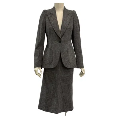 Pre-owned Alexander Mcqueen A/w2000  Tailored Set Blazer & Skirt In Black