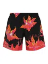 Alexander Mcqueen Lily Print Swim Shorts In Black