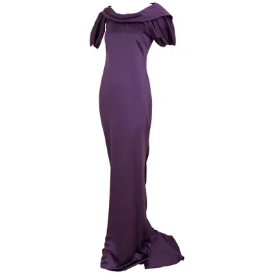 Pre-owned Alexander Mcqueen Backless Violet Silk Charmeuse Gown In Purple