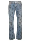 Alexander Mcqueen Jeans Mit Totenkopf-print In Blue