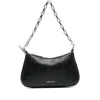 Alexander Mcqueen Curved Black Leather Shoulder Bag