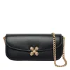 Alexander Mcqueen Skull Flower Black Crossbody Bag With Chain-link Shoulder Strap And Logo Plaque On The Front In Leat