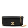 Alexander Mcqueen Skull Flower Black Crossbody Bag With Chain-link Shoulder Strap And Logo Plaque On The Front In Leat