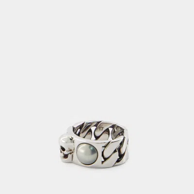 Alexander Mcqueen Bague Skl & Pearl -  - Métal - Métallique In Metallic