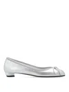 Alexander Mcqueen Armadillo Leather Ballerina Shoes In Silver