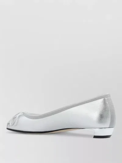 Alexander Mcqueen Ballet Flats Round Toe Ribbon Bow Heel In White