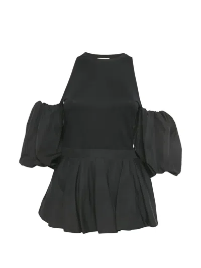 Pre-owned Alexander Mcqueen Balloon-sleeve Blouse In Black