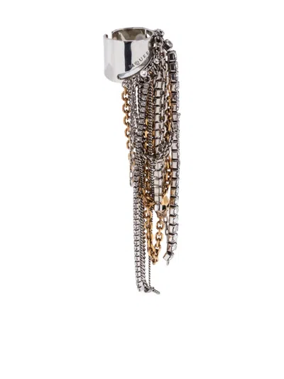 Alexander Mcqueen Banshee Chain-embellished Wide-band Ring In Metallic