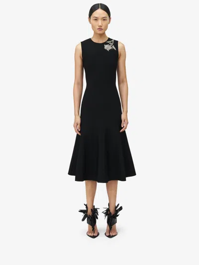 Alexander Mcqueen Banshee Embroidery Knitted Dress In Black