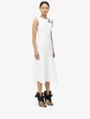 Alexander Mcqueen Mcqueen Banshee Embroidery A-line Midi Dress In Optical White/crystal