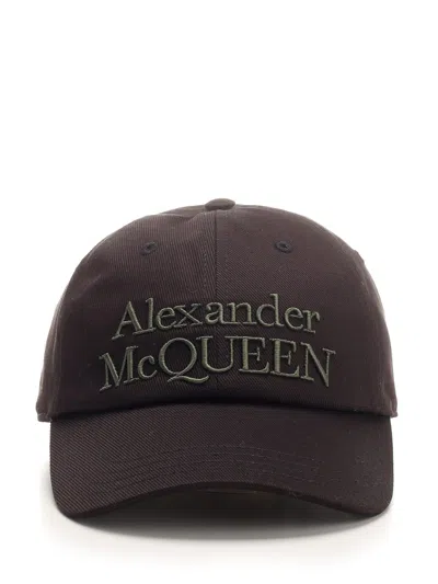 Alexander Mcqueen Baseball Hat In Black/khaki