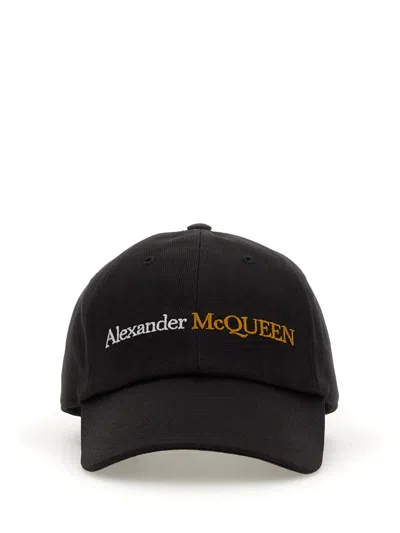 Alexander Mcqueen Logo-embroidered Cotton Baseball Cap In Black
