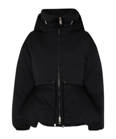 Alexander Mcqueen Down Jacket With Ruffles In Black