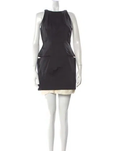 Pre-owned Alexander Mcqueen Bateau Neckline Mini Dress In Black