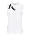 Alexander Mcqueen Embroidered Cotton Jersey Top In White