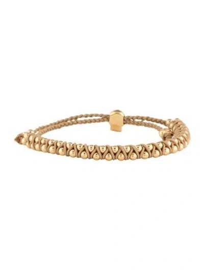 Pre-owned Alexander Mcqueen Beaded Skull Adjustable Wrap Bracelet In Neutrals