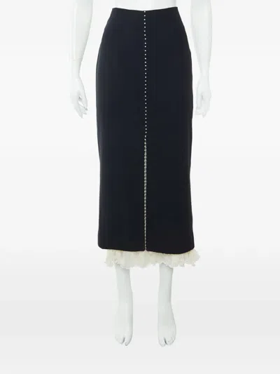 Pre-owned Alexander Mcqueen Bead-embellished Midi Skirt In Black