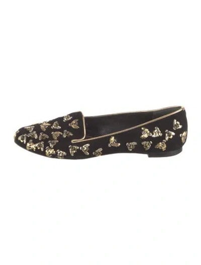 Pre-owned Alexander Mcqueen Bee Accent Suede Loafers