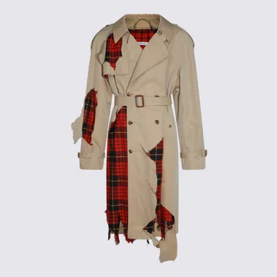 Alexander Mcqueen Beige Cotton Trench Coat In Brown