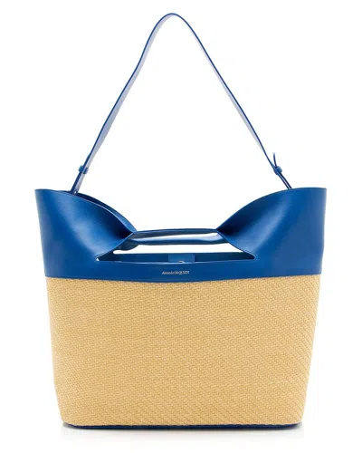 Pre-owned Alexander Mcqueen Beige Leather & Raffia The Bow Tote (authentic Pre-loved)