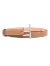 Alexander Mcqueen Beige Leather Belt With Silver Buckle In Beige