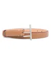 Alexander Mcqueen Beige Leather Belt With Silver Buckle