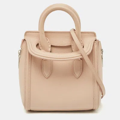 Pre-owned Alexander Mcqueen Beige Leather Mini Heroine Satchel In Sand