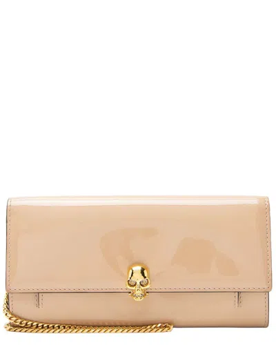 Alexander Mcqueen Beige Patent Leather Skull Wallet On Chain (authentic Pre-  Loved)