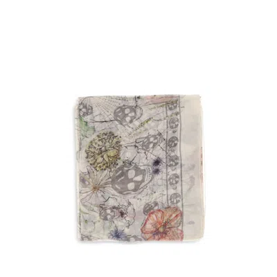 Alexander Mcqueen Floral Skull Scarf In Multi
