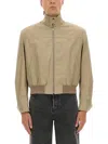 Alexander Mcqueen Beige Solid Mock Collar Jacket In Beige