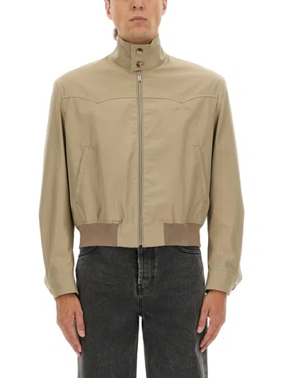 ALEXANDER MCQUEEN BEIGE SOLID MOCK COLLAR JACKET