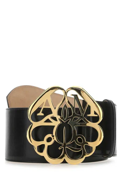 Alexander Mcqueen Black Leather Belt In 1000