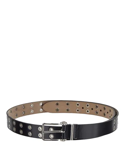 Alexander Mcqueen Eyelets Belt In Black