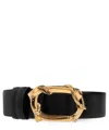 Alexander Mcqueen Black Wrapped Snake Buckle Belt In Black