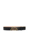 Alexander Mcqueen Seal-buckle Leather Belt In Nero