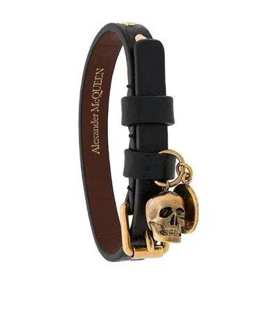 Alexander Mcqueen Belt Style Bracelet In Black
