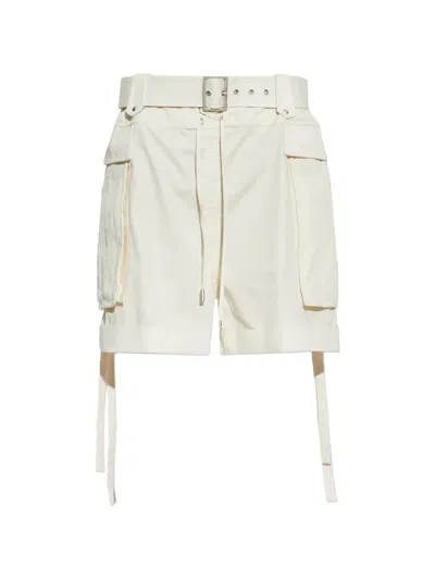 Alexander Mcqueen Belted Cargo Shorts In White