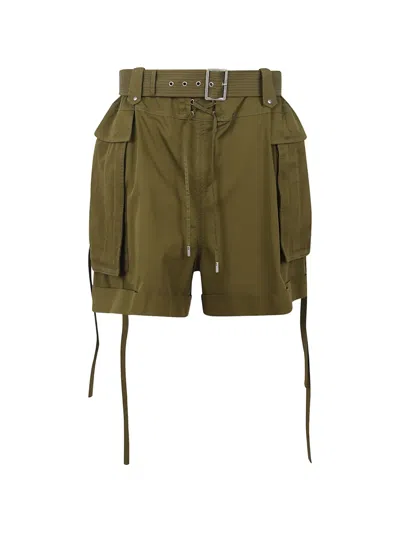 Alexander Mcqueen Belted Cargo-pocket Oversized Shorts In Green