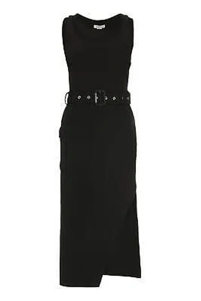 Pre-owned Alexander Mcqueen Belted Cotton Dress In Black