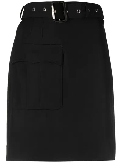 Alexander Mcqueen Belted High-waisted Skirt In Black