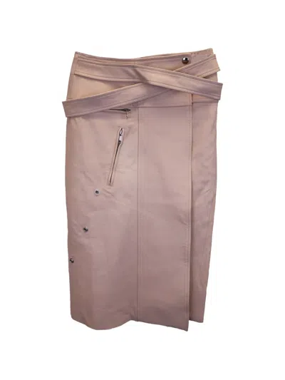 Pre-owned Alexander Mcqueen Belted Midi Skirt In Neutral