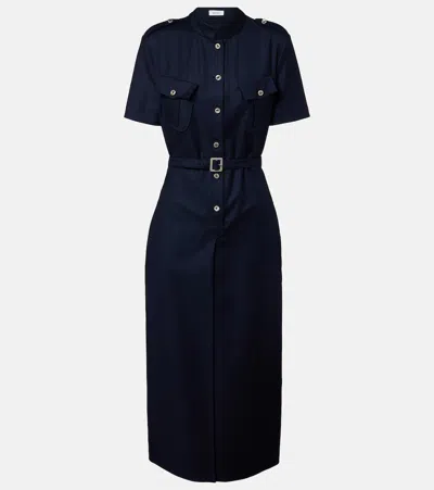 Alexander Mcqueen Belted Shirt Dress In Blue