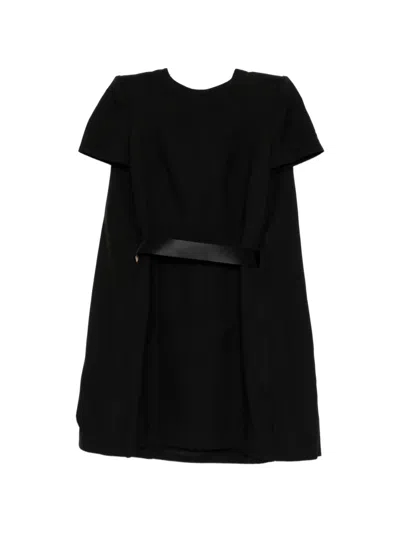 Alexander Mcqueen Belted Short-sleeve Dress In Black
