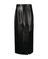 Alexander Mcqueen Asymmetric Leather Midi Skirt In Black
