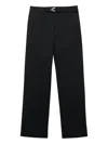Alexander Mcqueen Belted Straight Leg Cotton Trousers In Black