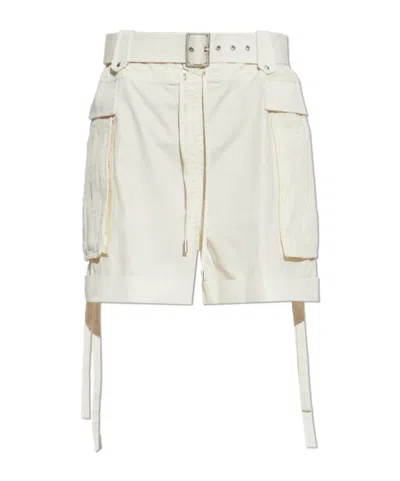 Alexander Mcqueen Belted Cargo Shorts In White